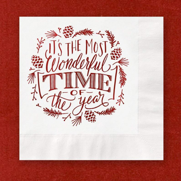 Most Wonderful Time of the Year Christmas Napkins - Picture 6 of 6